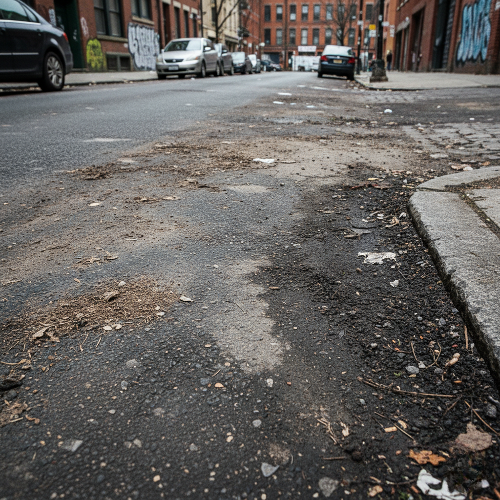 Asphalt cleaning — before