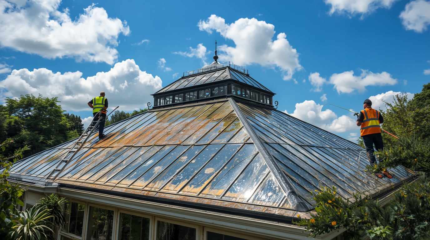 Cleaning conservatory roof