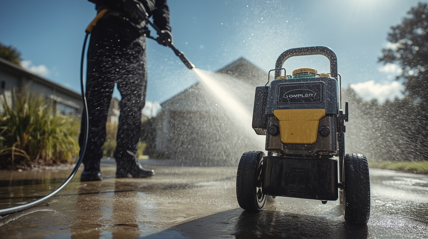 Pressure cleaning concrete